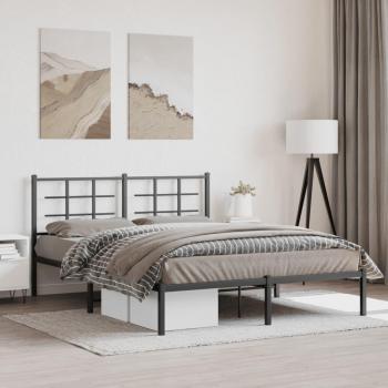 Estructura de cama con cabecero metal negro 160x200 cm