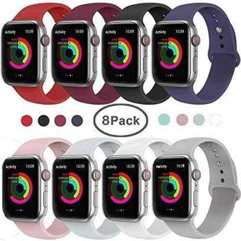 VIKATech Correa de Repuesto Compatible con Apple Watch de 40 mm/38 mm, Correa de Silicona Suave de Repuesto para iWatch Series 4/3/2/1, S/M, 8Pack