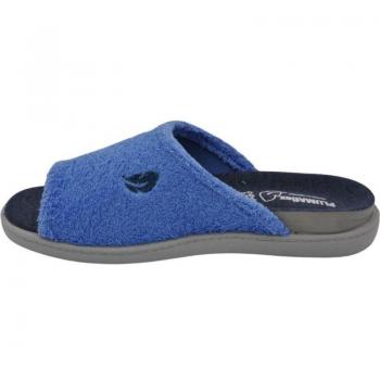 Zapatillas de hogar para mujer ROAL en color azul, modelo fabricado en algodón con plantilla jeans