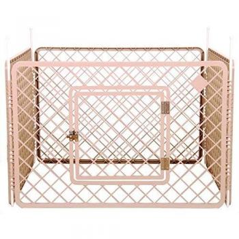 Iris Ohyama, Parque para perros / cachorros, 0,8 m², 4 paneles, puerta con pestillo, varillas para un fácil montaje y desmontaje, resistente a la intemperie, para perro - Pet Circle H-604 - Beige