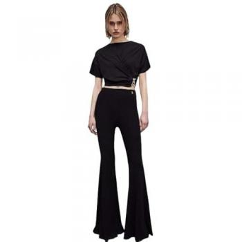 Patrizia Pepe Women's Black Short Sleeve T-Shirt with New Strass Fly, Size 2