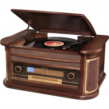 Roadstar HIF-1996BT Tocadisco de Madera con Bluetooth, Reproductor de Vinilos, Radio FM, USB y Entrada Auxiliar