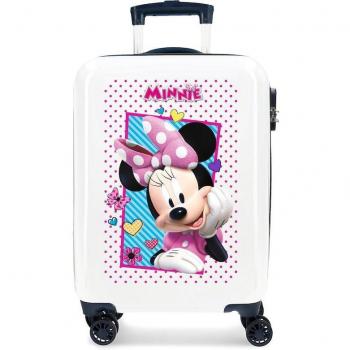 Maleta de Cabina Rígida Disney Minnie Joy Marino, Blanco - 38x55x20cm, Capacidad 34L