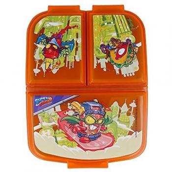 SUPER ZINGS| Sandwichera con 3 compartimentos para niños - lonchera infantil - Porta merienda - Fiambrera decorada