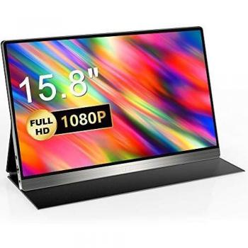 Monitor Portatil - IVV 15.8 Pulgadas Pantalla Portatil FHD 1920x1080 IPS Pantalla con HDMI/USB Tipo C, para Ordenador Portátil, PC, Raspberry Pi, Teléfonos, PS3 PS4 PS5, Xbox One, Switch