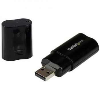 StarTech.com Tarjeta de Sonido Estéreo USB Externa Adaptador Conversor Negro