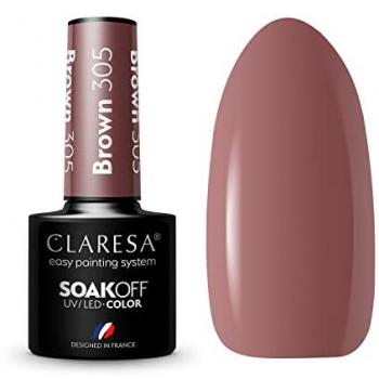 Claresa Esmalte semipermanente Soak off - 305: Brown, esmalte de uñas UV LED Collection Hybrid Manicura Soak Off Nail Polish Color Marrón, n.º 305, 5 ml