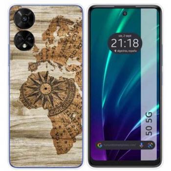 Funda de Silicona para TCL 50 5G con Diseño de Madera 07