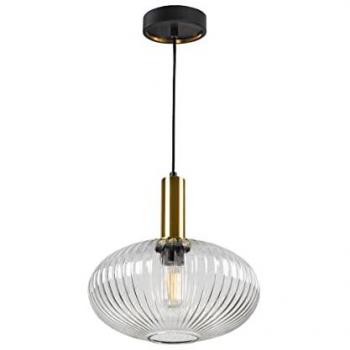 Lámpara Colgante Norma Schuller Dimable 1xE27 Ø 30cm Transparente y Negra con Acabado en Latón