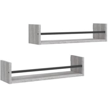 Estantes de pared con barras 2 uds 60x16x14 cm Negro, Roble Sonoma, Roble ahumado - Mueble Almacenaje Estantería para Oficina, Estudio, Dormitorio Estantería/Librería