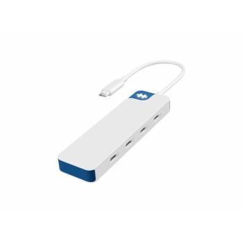 Docking Station Hub USB-C HyperDrive Flex 4 Puertos, Blanco y Azul