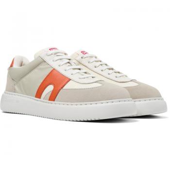 Camper Runner K21 Women's Sneakers - Ultralight Insole, Cotton Fabric, Size 38/7.5, White/Grey/Orange