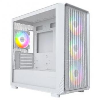 Torre ATX Montech X5M Blanca - Chasis para PC Gaming con Ventiladores ARGB 4x120mm, Alto Flujo de Aire y Panel Lateral de Vidrio