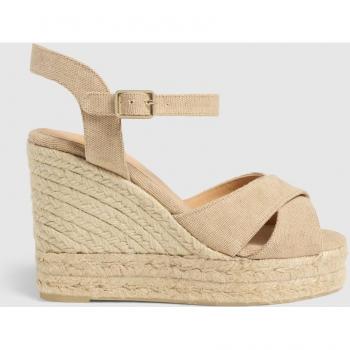 Castañer BLAUDELL/8ED/002 Alpargatas de cuña de mujer beige de algodón orgánico