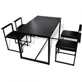 Set de mesa de comedor 1 mesas 4 sillas Negro