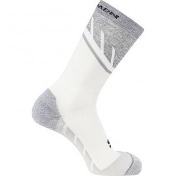 Calcetines de running unisex Speedcross Crew Salomon - Color blanco, talla M, diseño específico para running, transpirables, con soporte en el arco del pie y refuerzos en talón y puntera