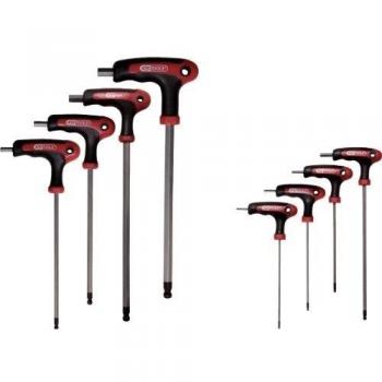 KS Tools 151.8155 Juego de llaves Allen con cabeza de bola y mango en T, 8 pzs
