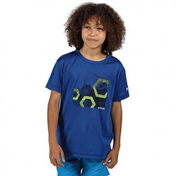 Regatta Alvarado V-Camiseta Deportiva Estampada T-Shirts/Polos/Vests, Niños, Nautical Blue, 13 yr