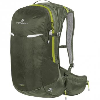 Mochila Ferrino Zephyr 22+3L verde oscuro, capacidad de 22 litros más 3 litros adicionales, diseño ergonómico, material resistente al agua, sistema de ventilación en la espalda, correas ajustables y múltiples