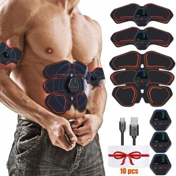 Hieha Electroestimulador Muscular, Abdominales ABS Estimulador Muscular con Pantalla LCD & 10 Modos 20 Niveles, Perfecto para Cintura/Abdomen/Brazos