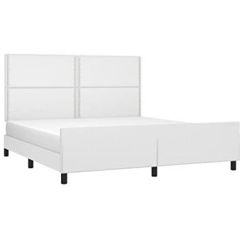 Estructura de cama cabecero cuero sintético blanco 160x200 cm