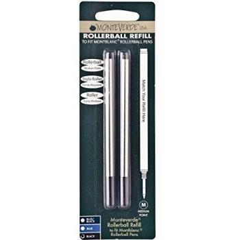 Recambio Roller Gel Monteverde Compatibles con Montblanc Blister 2 Unidades Negro Punta Media M232-BK