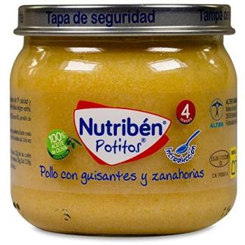 Potito Nutribén de Introducción Verduras con Pollo para Bebés a partir de 4 Meses - Sin Almidones, Sin Azúcares Añadidos - Pack de 2 x 120g