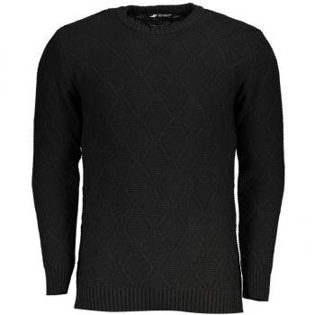 U.S. Polo Assn. Grand Polo Black Fabric Sweater - XXL, Round-neck Knitwear, Male, Black, Size: 2XL, Diamond Pattern Crew Neck Sweater