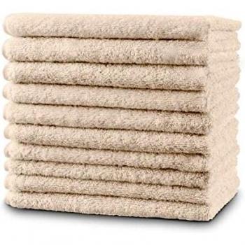 Twinzen - 10 x Pequeñas Toallas de Mano 30x50 cm. Beige. Toallas de Baño para Mano, Esponja, Set de Baño, Juego de Toallas de Mano, pequeñas Toallas de Mano para el Lavabo