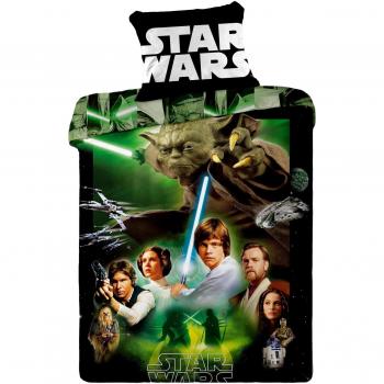 Jerry fabrics JF0128 juego de Star Wars, 1 x funda de edredón de/funda de almohada, 100 por ciento de algodón, 140 x 200 y 70 x 90 cm, colour verde