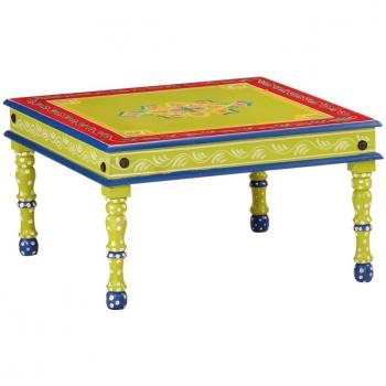 Hand-Painted Green Mango Wood Coffee Table