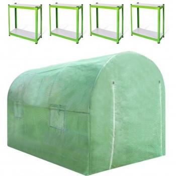Invernadero Politúnel con Estantería Galvanizada de Jardín Carpa de Cultivo 19mm 2 x 3m