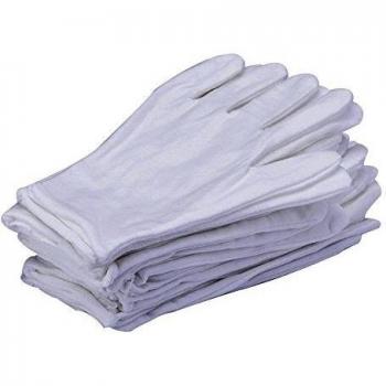 Guantes de trabajo. 24 piezas/12 pares de 21 cm. Color Blanco. Talla única.