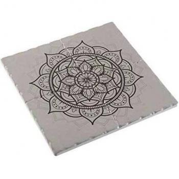 Bigbuy Cooking S3404349 Salvamantel Corcho Cerámica, 20 x 20 cm, Mandala