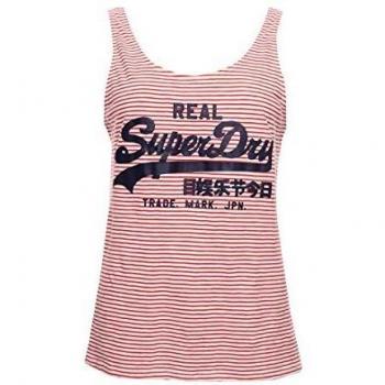 Superdry Mujer Camiseta de Tirantes clásica a Rayas Vintage Rayas Crudo Flameado 44