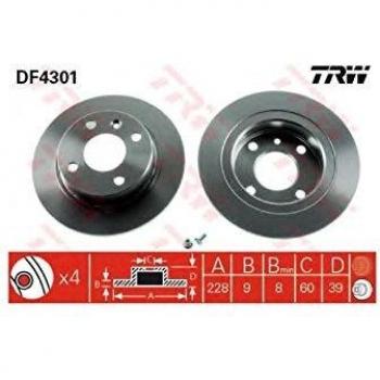 Disco de freno TRW DF4301 trasero, sólido, 1 pieza para VOLVO