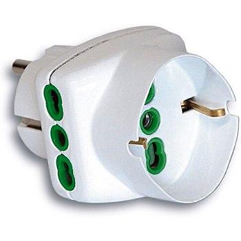 Adaptador Triplo Schuko 2P+T 16A Vertical System Blanco - Fanton 87230