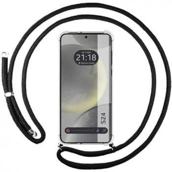 Funda Colgante Transparente compatible con Samsung Galaxy S24 5G con Cordon Negro