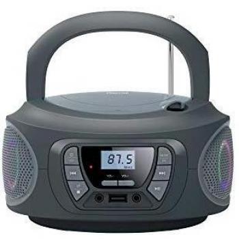 RADIO CD FONESTAR BOOM-ONE-G GRIS 4W RMS BLUETOOTH FM USB/MP3 AUX IN SALIDA AURICULARES EFECTOS LUMINOSOS