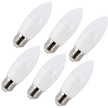 KHEBANG Bombillas LED E27 7W C37 Forma Vela Luz Cálida 3000K Pack de 6 Unidades