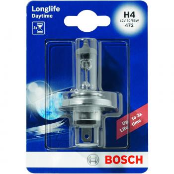 Lámpara halógena BOSCH H4 Longlife Daytime 12V, 60/55W, faro de carretera 1 987 301 054