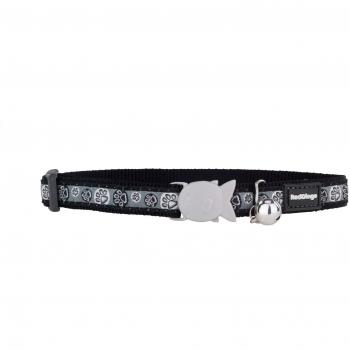 Collar para Gato Red Dingo Estilo Negro con Huellas de Patas (20-32 cm, 12 mm)