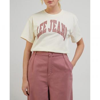 Camiseta Lee Crew Neck Tee Manga Corta Rosa Beige Mujer - L