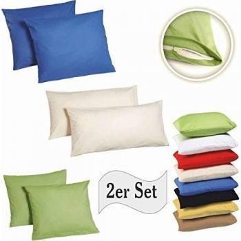 Ren Force almohada funda pack doble con cremallera 3 Tamaños 115 g/m², 100% algodón, Ecru / naturweiss, 40 x 80 cm