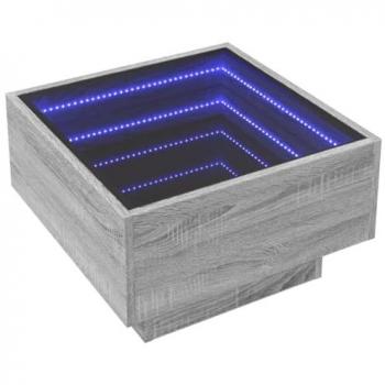 Mesa de centro y LED madera ingeniería gris Sonoma 50x50x30 cm