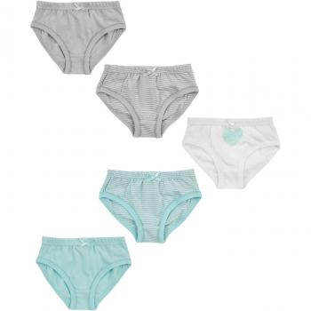 Pack de 5 Calzoncillos para Niña en Menta y Gris con Encaje