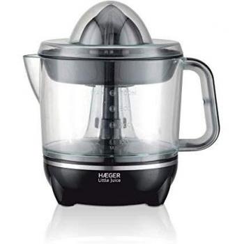 HAEGER LITTLE JUICE - Exprimidor de Cítricos con 25W de potencia, capacidad de 700ml, Rotación de cono bidireccional, 2 conos de presión, tapa protectora, filtro para pulpa