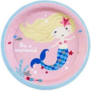 Amscan 9903031 Plato be a Mermaid, multicolor, 18 cm , color/modelo surtido