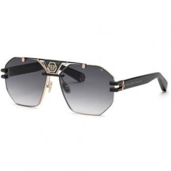 Philipp Plein Unisex 63 MM Black Rose Gold Sunglasses with Smoke Gradient Lenses