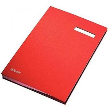 Carpeta de Firma 20 Compartimentos Duradera con Tarjeta Absorbente 340x240mm Roja